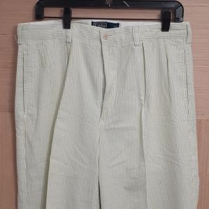Mens Polo Green & White striped pants size 34/30